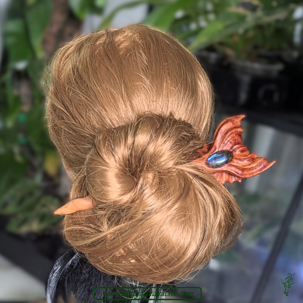 lob bun mit Bruyere Holz und Labradorit Haarstab Nixe